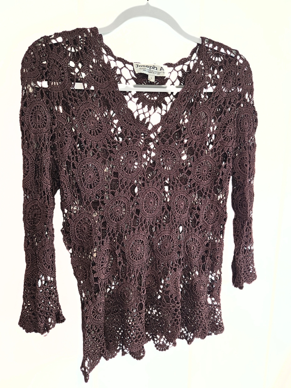 Brown Knit Lace Layering Top